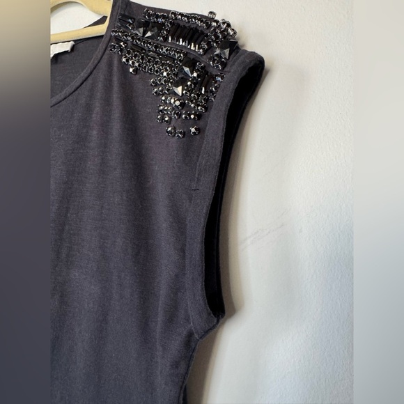 Maje Black Embellished T-Shirt – Size 2 - Picture 4 of 17